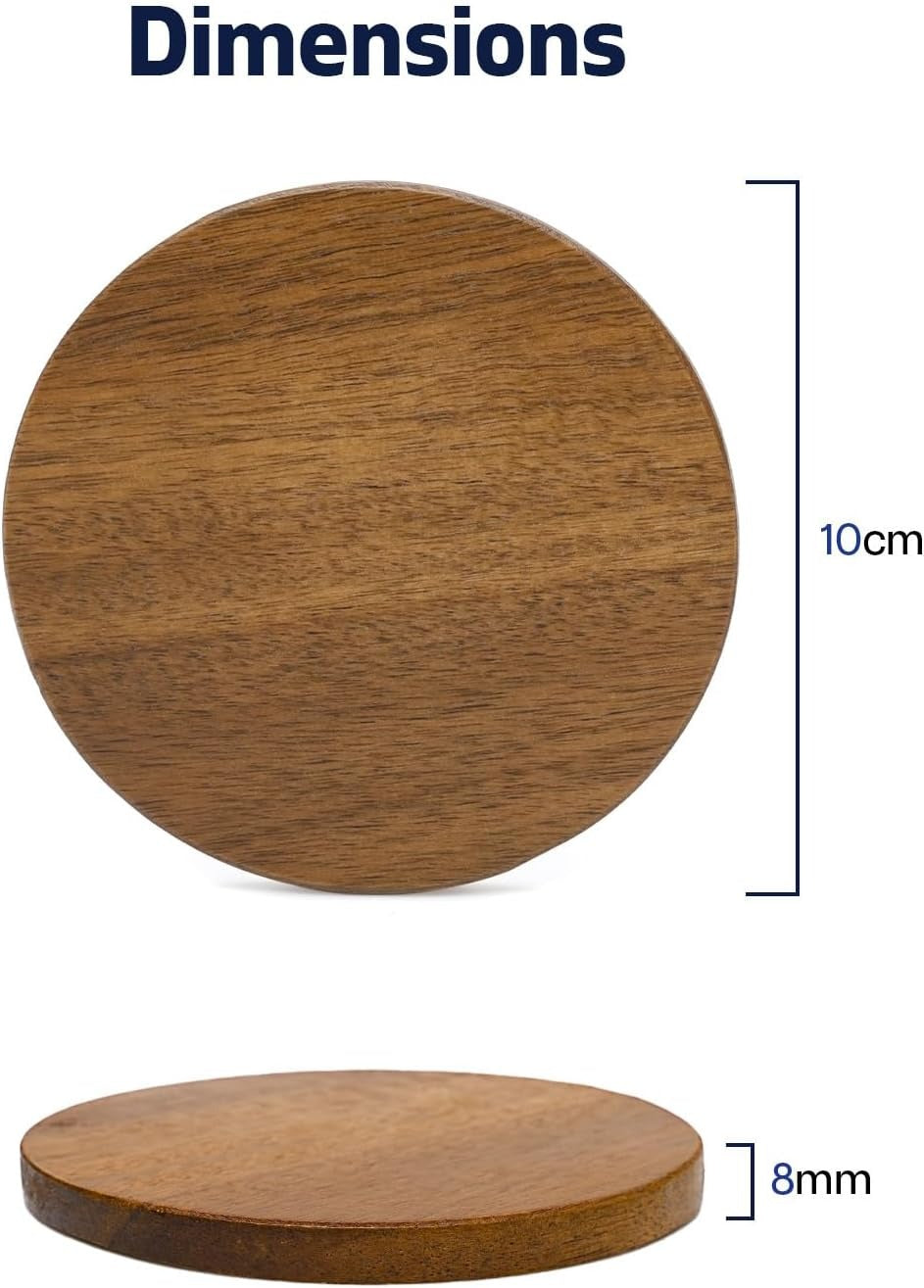 Apollo Acacia Wood Round Coasters 10cm - Set of 6