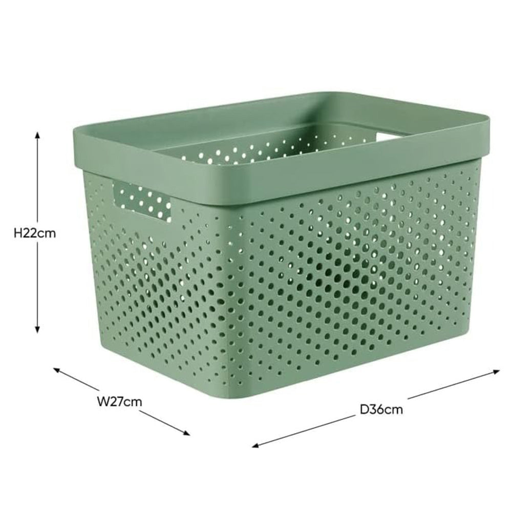 Curver Infinity Dots Large Storage Basket 17 Litre - Shale Green