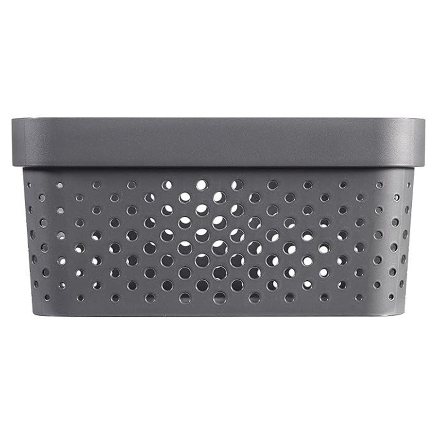 Curver Infinity Dots Medium Storage Basket 11 Litre - Dark Grey