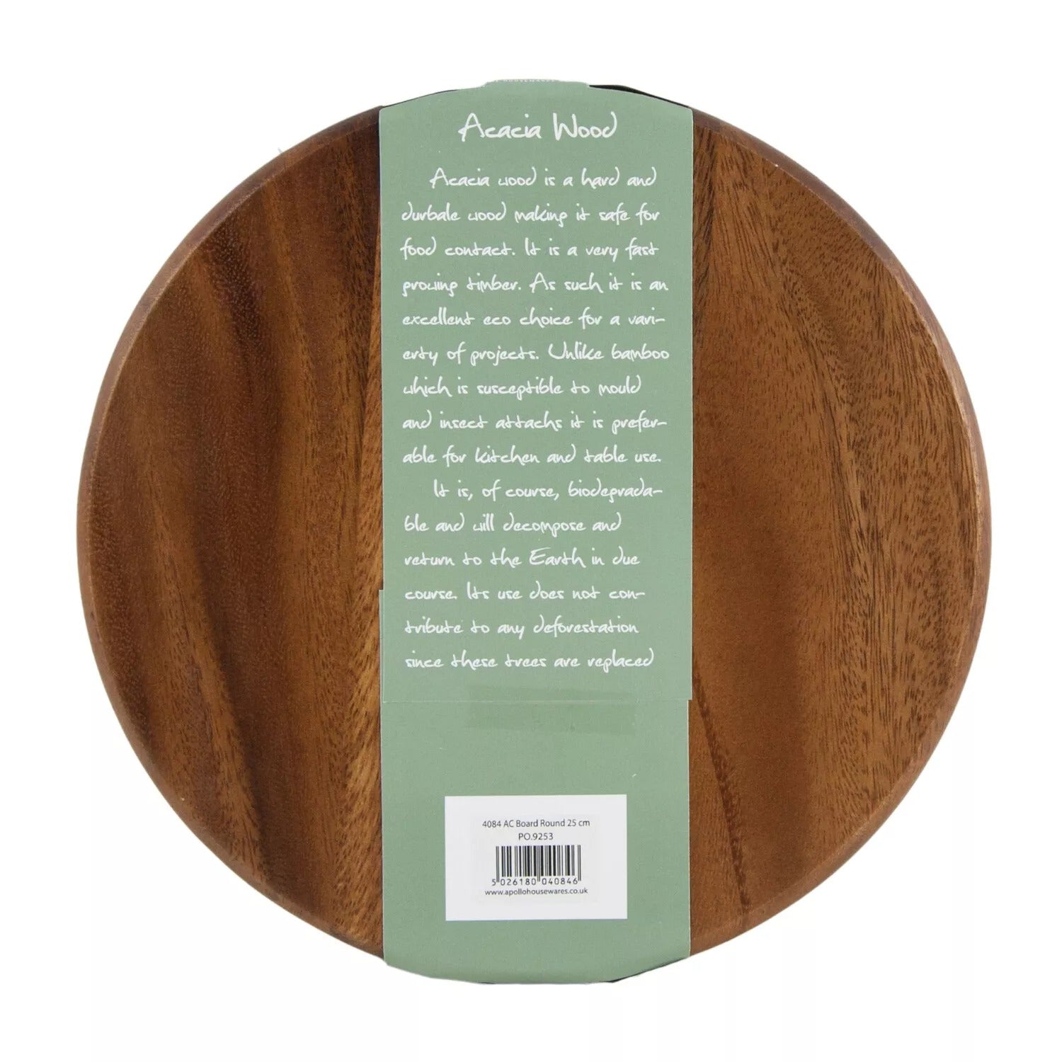 Acacia Wood Round Bread Board 25cm