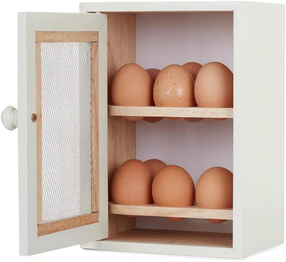 Apollo Rubberwood Egg Cabinet for 12 Eggs - Cream