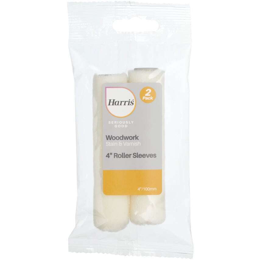 Harris Seriously Good Woodwork Stain & Varnish 4" Mini Paint Roller Sleeves - 2 Pack