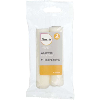 Harris Seriously Good Woodwork Stain & Varnish 4" Mini Paint Roller Sleeves - 2 Pack