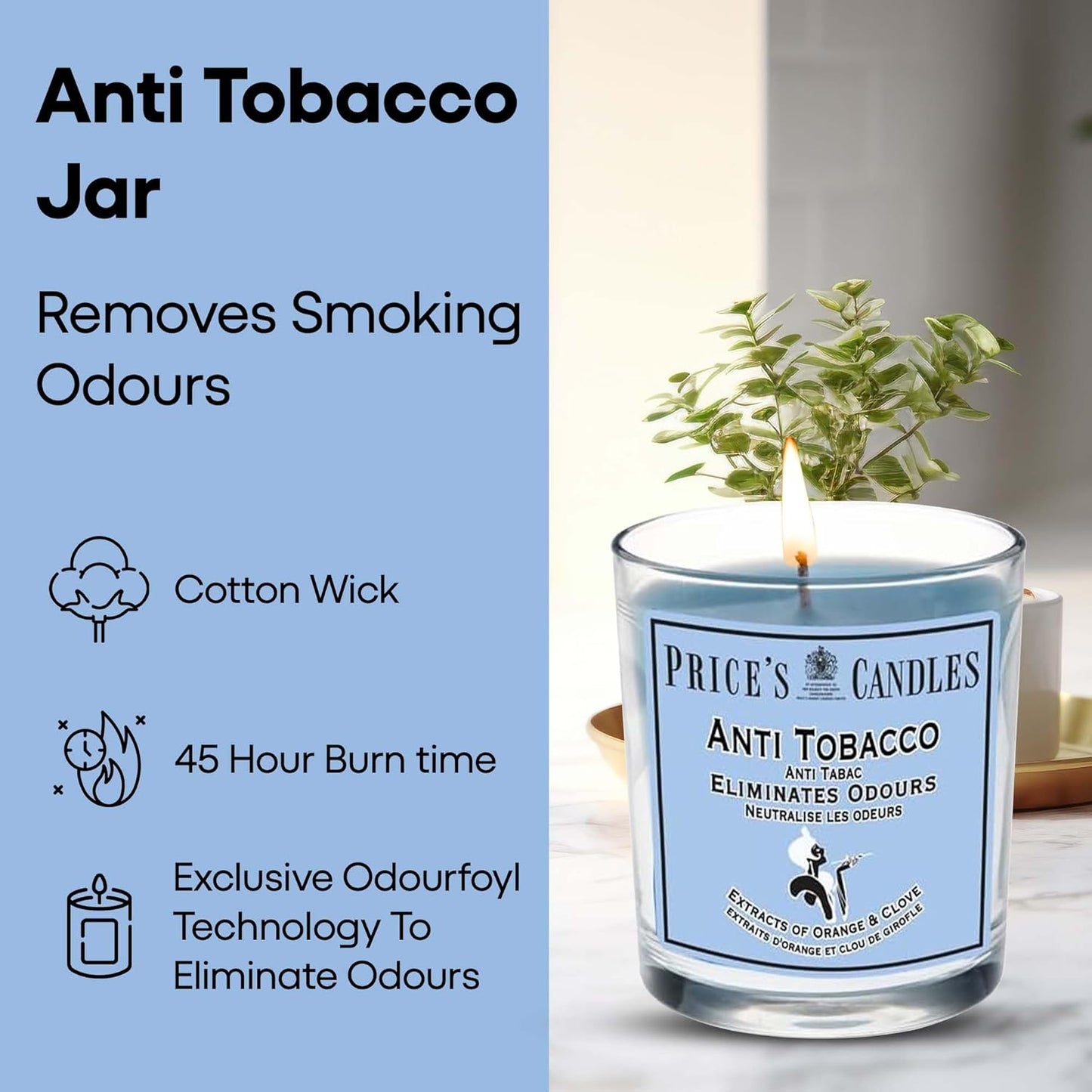 Price's Glass Candle - Anti Tobacco   