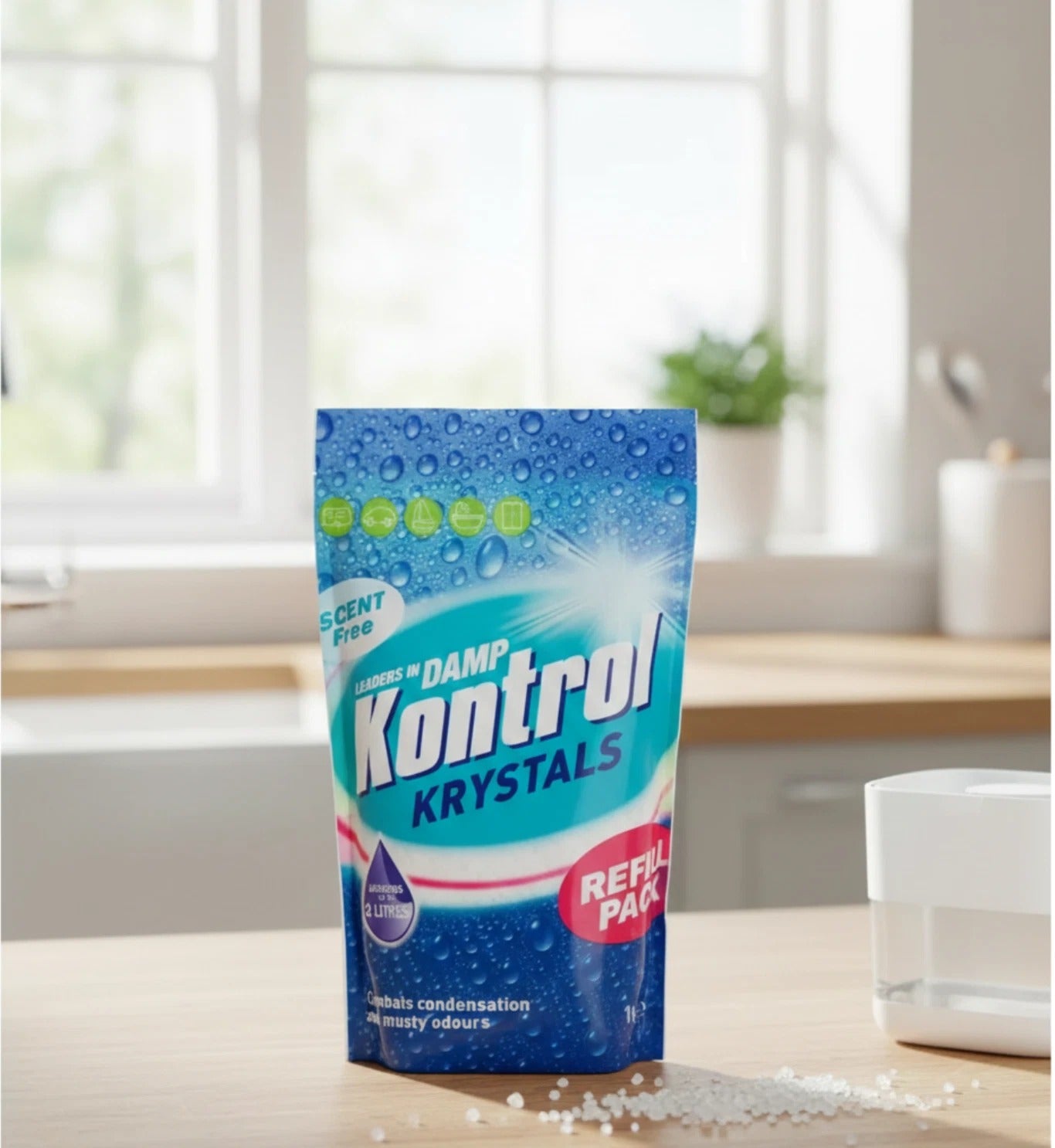 Kontrol Damp Krystals Refill Pack - 1kg Scent Free Moisure Absorbing Crystals