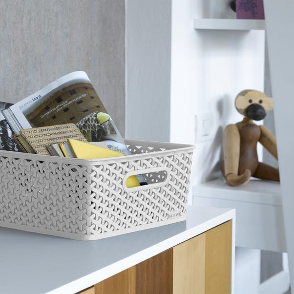 Curver Medium Rattan Storage Basket 12 Litre - Grey