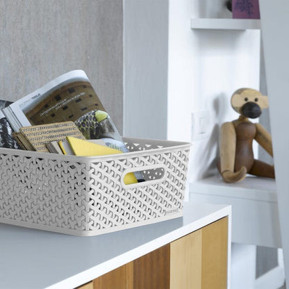 Curver Medium Rattan Storage Basket 12 Litre - Grey