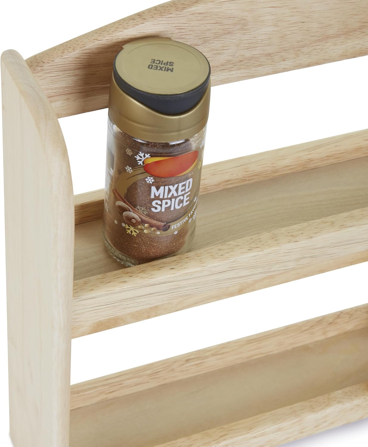 Apollo 2 Tier Spice Rack Holds 10 Jars - Natural Hevea Wood (Rubberwood)
