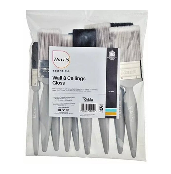 Harris Essentials Wall, Ceilings & Gloss Paint Brush Set Pack 10