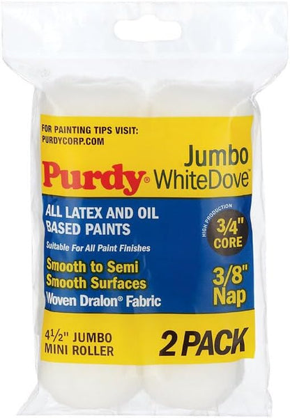 Purdy White Dove Jumbo Mini 4.5" Paint Roller Sleeves 3/8" Nap 2 Pack