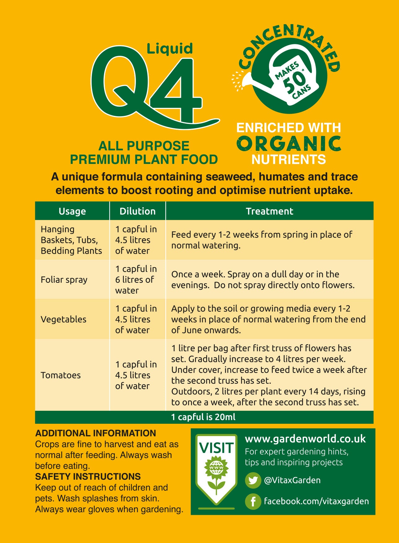 Vitax Liquid Q4 All Purpose Plant Food 1 Litre