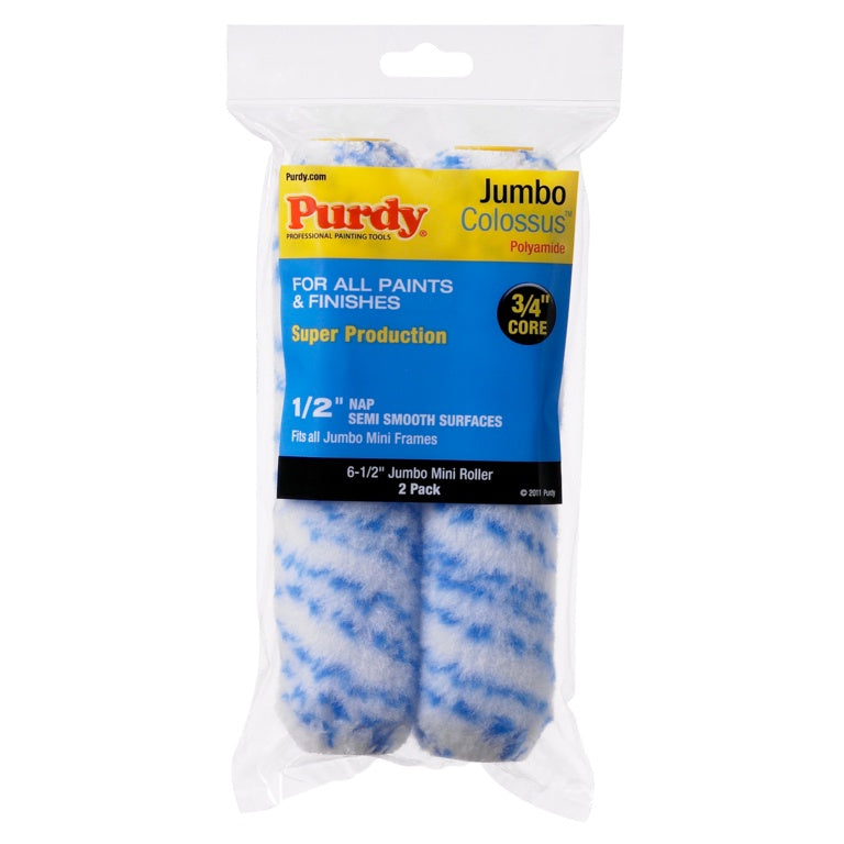Purdy Colossus Jumbo Mini 6.5" Paint Roller Sleeves 1/2" Nap 2 Pack