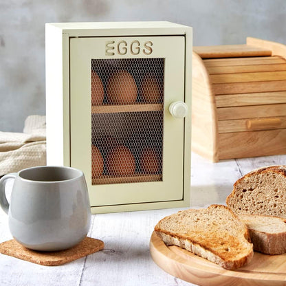 Apollo Rubberwood Egg Cabinet for 12 Eggs - Cream