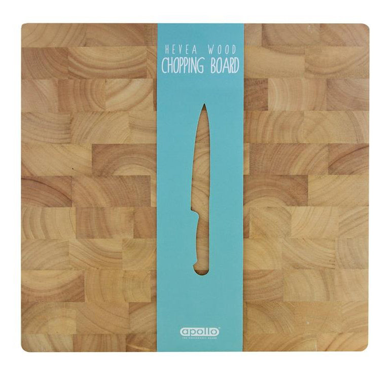 Hevea Wood Large Square Endgrain Chopping Cutting Board 34cm