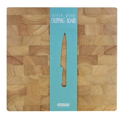 Hevea Wood Large Square Endgrain Chopping Cutting Board 34cm