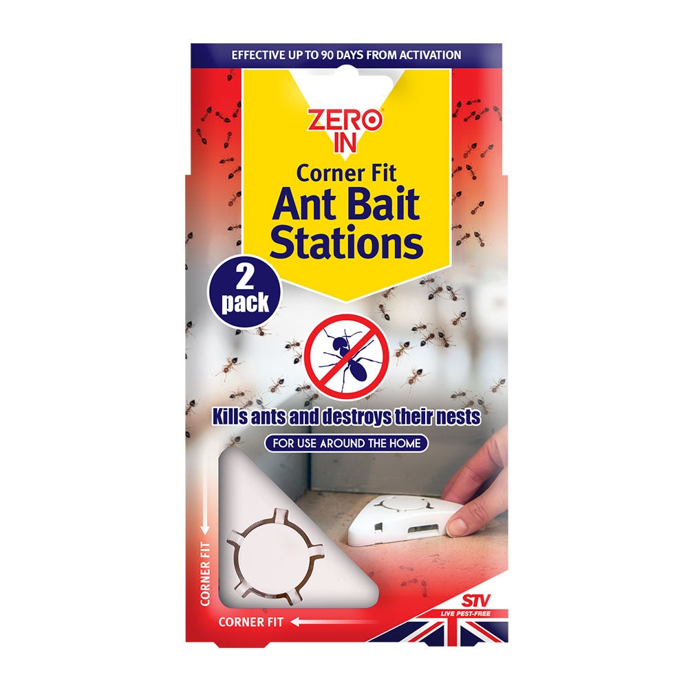 Zero In Corner Fit Ant Bait Stations Twin Pack For Indoor Use ZER965