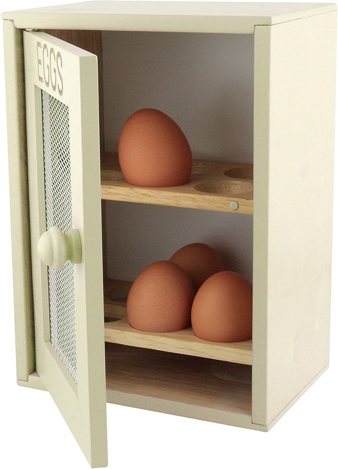Apollo Rubberwood Egg Cabinet for 12 Eggs - Cream