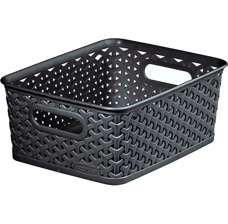Curver Small Rattan Storage Basket 4 Litre - Dark Grey 
