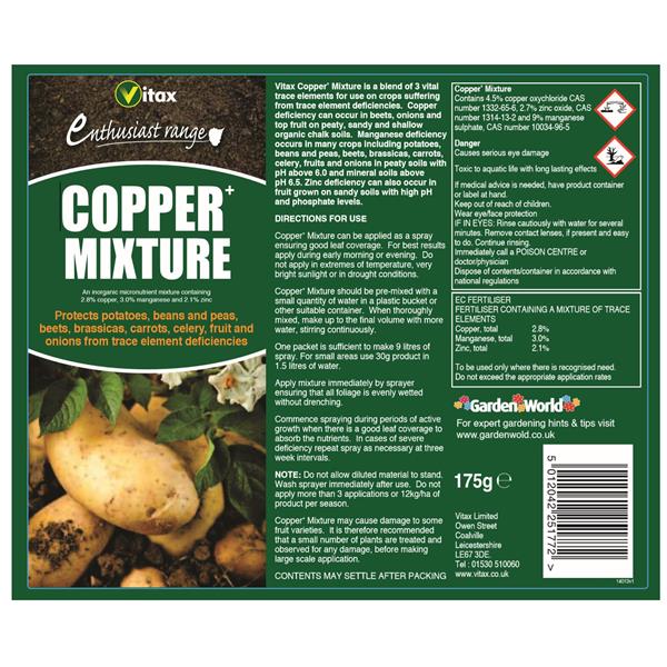 Vitax Copper Mixture 175g - Prevents Nutrient Deficiency In Fruit And Crops