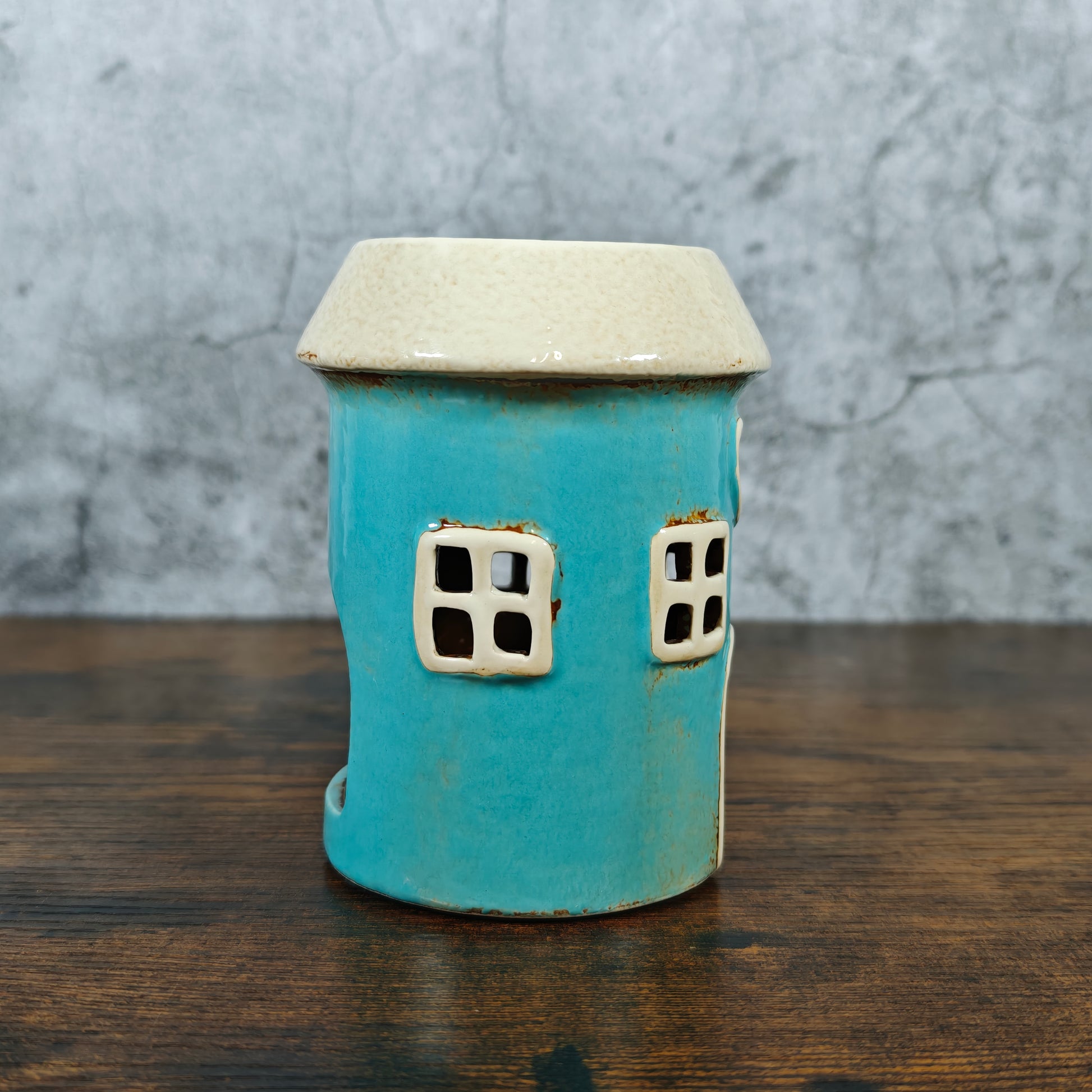 Village Pottery Warmer Heart Tealight Holder & Oil Burner - Teal