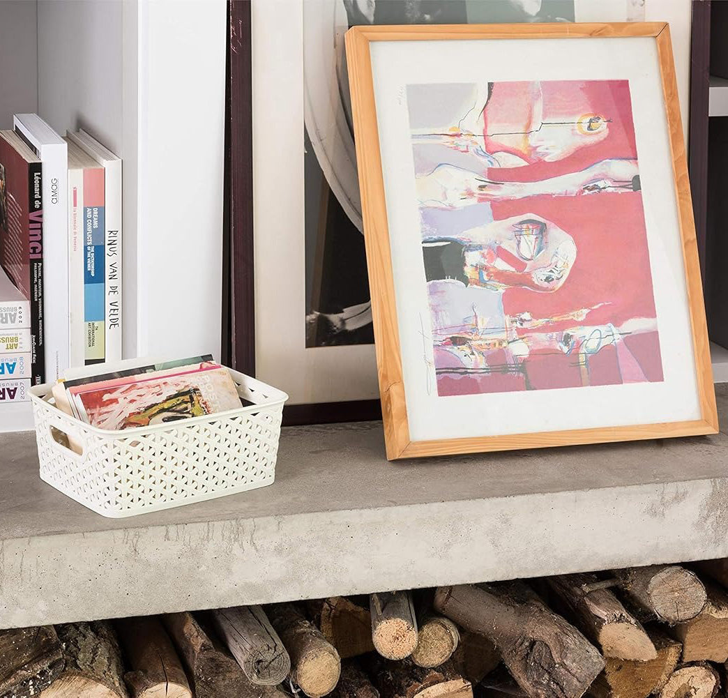 Curver Small Rattan Storage Basket 4 Litre - Cream