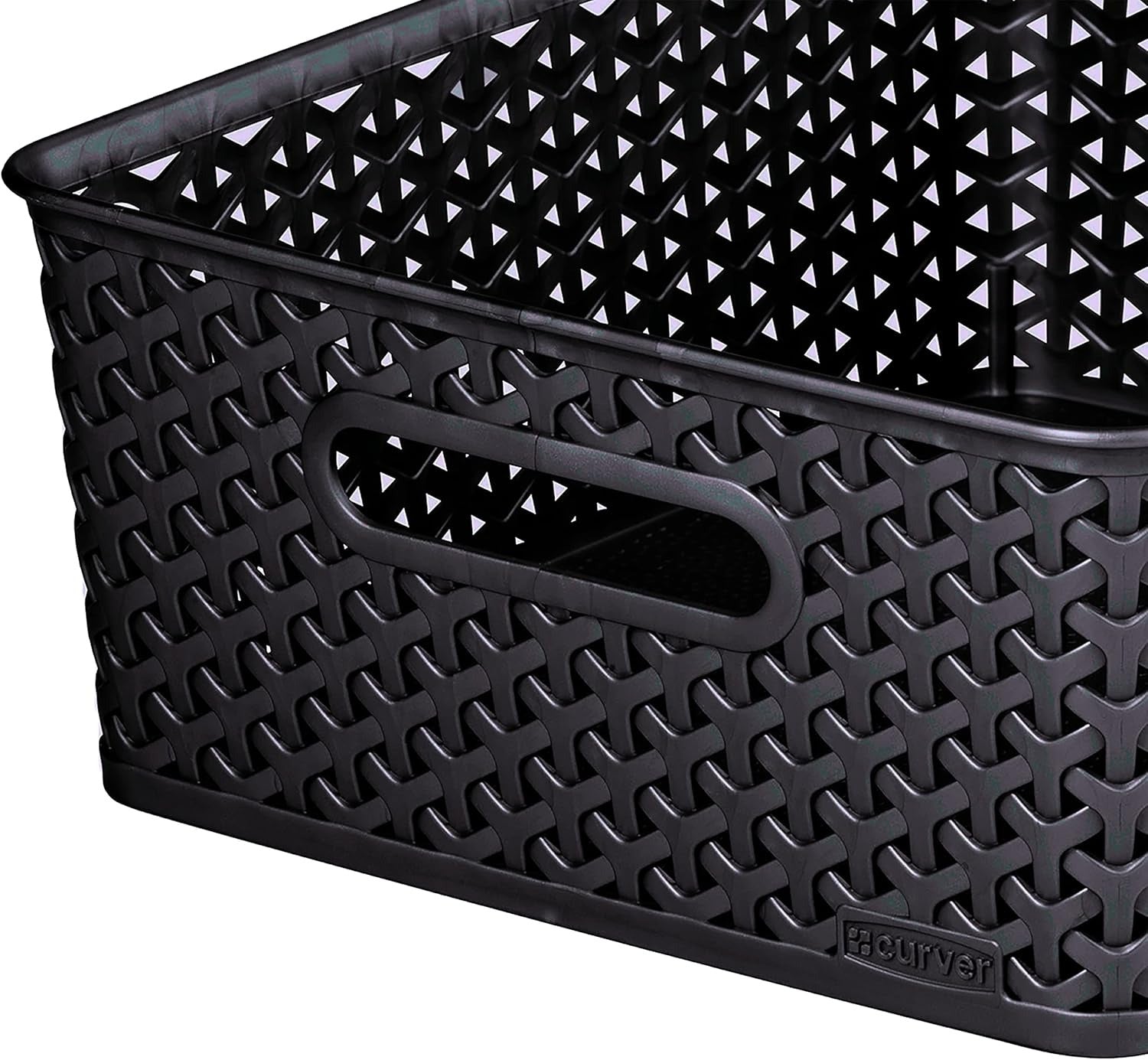 Curver Medium Rattan Storage Basket 12 Litre - Dark Grey 