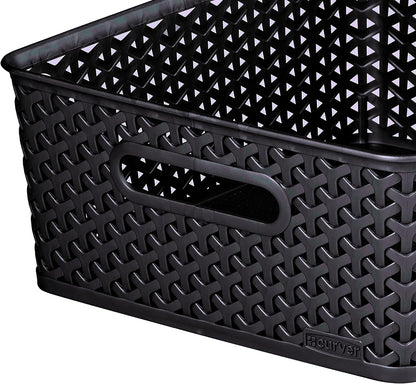 Curver Medium Rattan Storage Basket 12 Litre - Dark Grey 