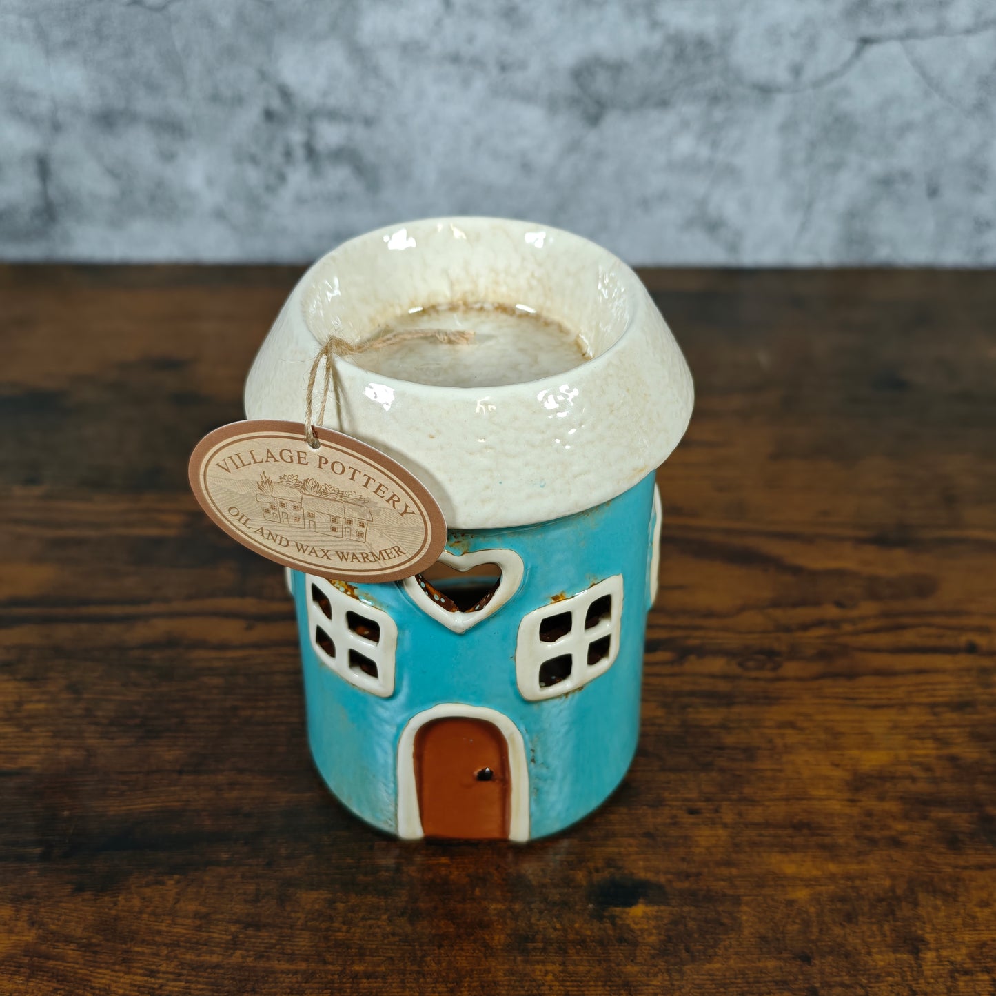 Village Pottery Warmer Heart Tealight Holder & Oil Burner - Teal