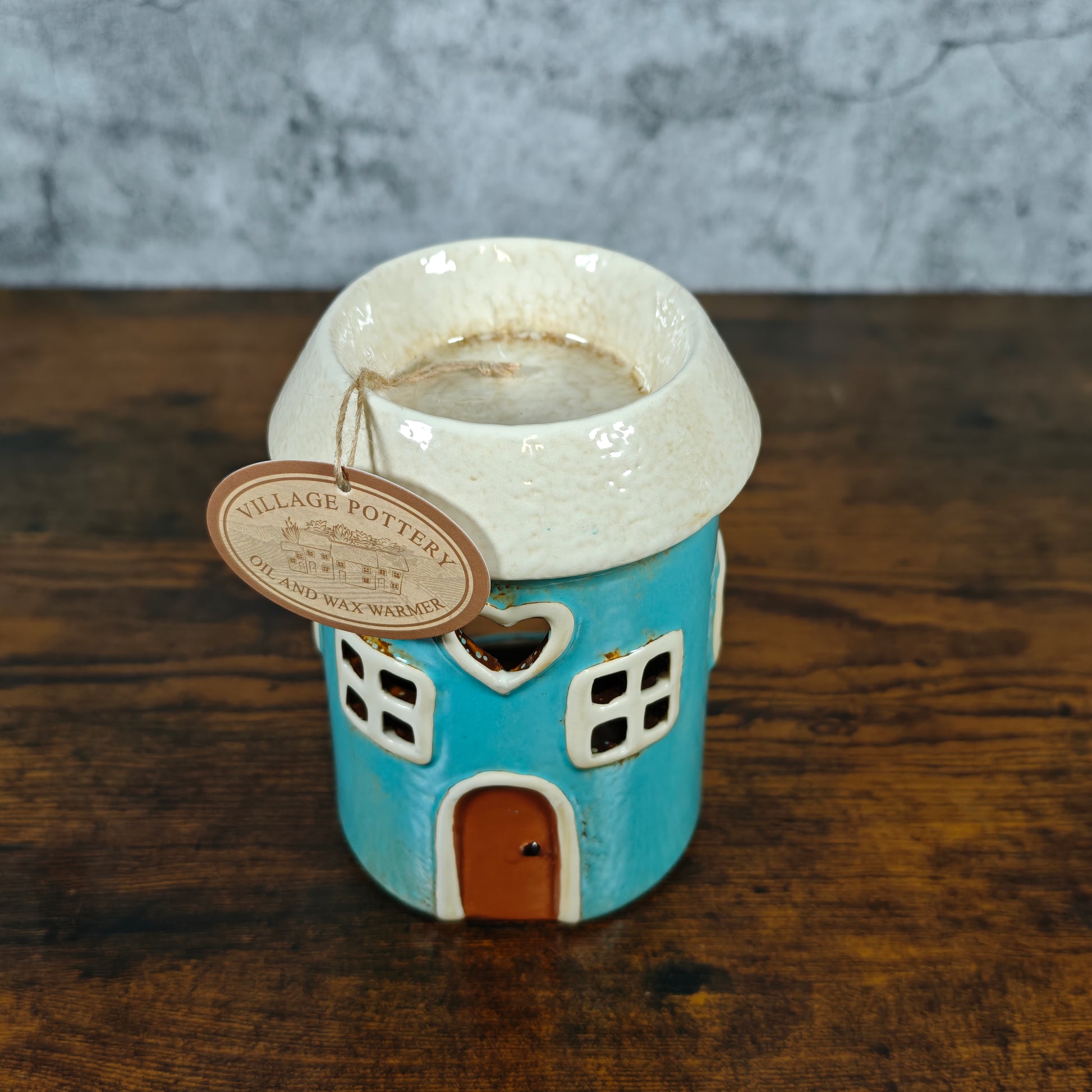Village Pottery Warmer Heart Tealight Holder & Oil Burner - Teal