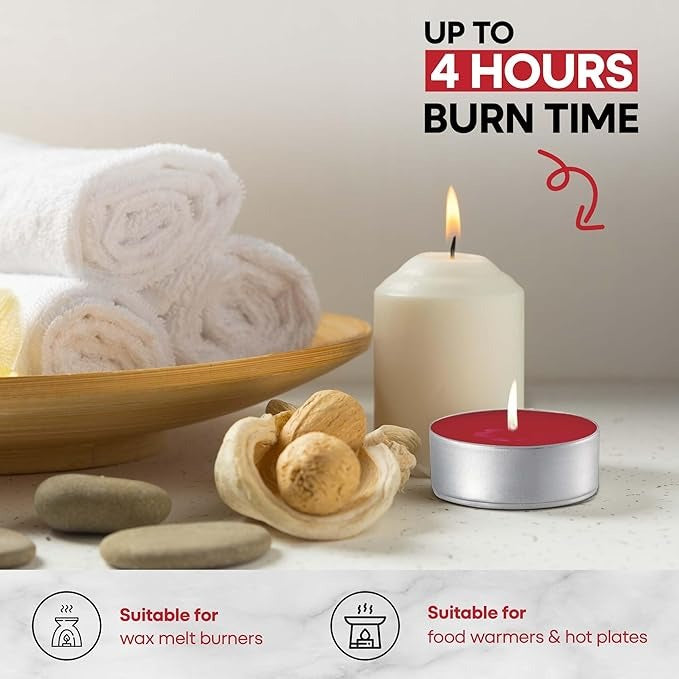 Scented Tea Lights Candles Pack of 25 - Frosted Cherry