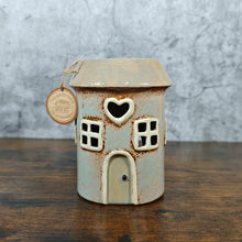 Village Pottery Round House Tealight Holder/Oil Burner - Heart Grey