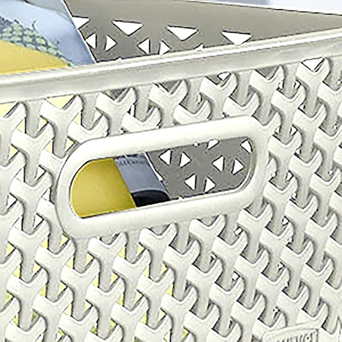 Curver Medium Rattan Storage Basket 12 Litre - Cream