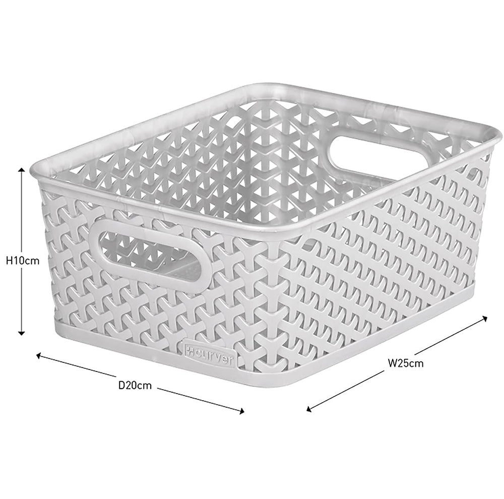 Curver Small Rattan Storage Basket 4 Litre - Grey