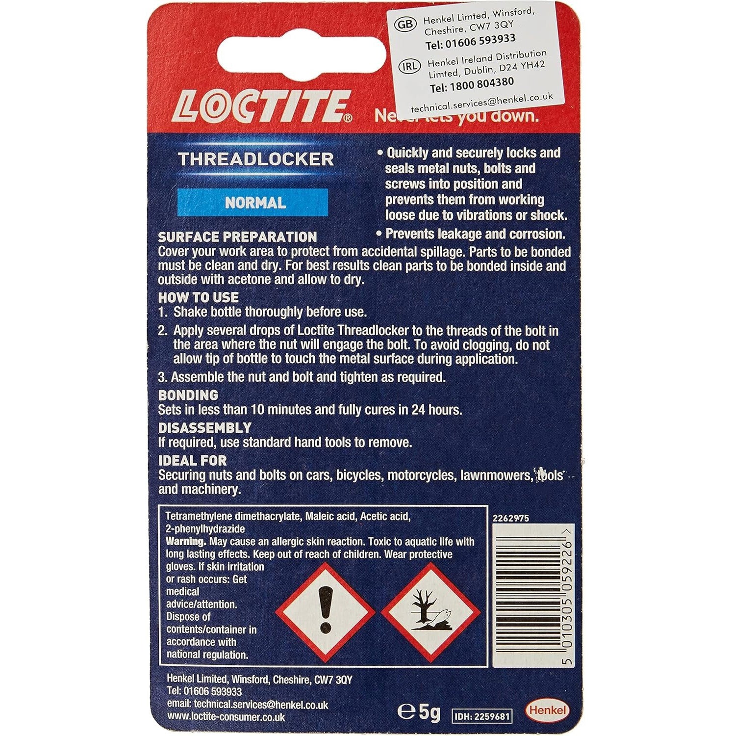 Loctite Medium Strength Threadlocker Adhesive 5g