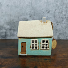 Village Pottery Small Aqua House Tealight Holder