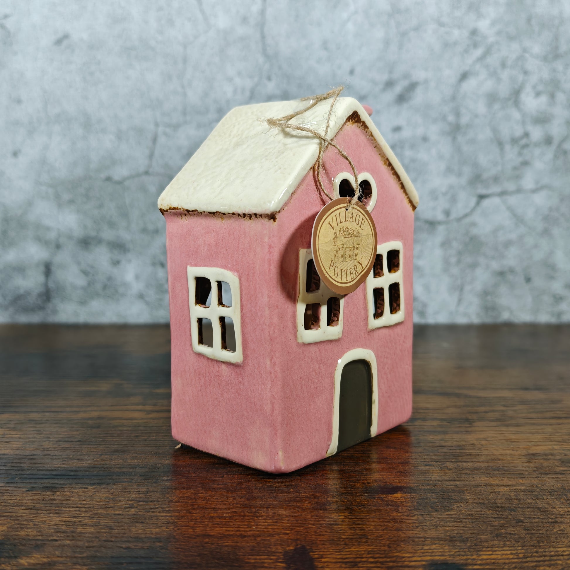 Village Pottery Heart House Tealight Holder - Pink