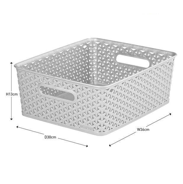 Curver Medium Rattan Storage Basket 12 Litre - Grey