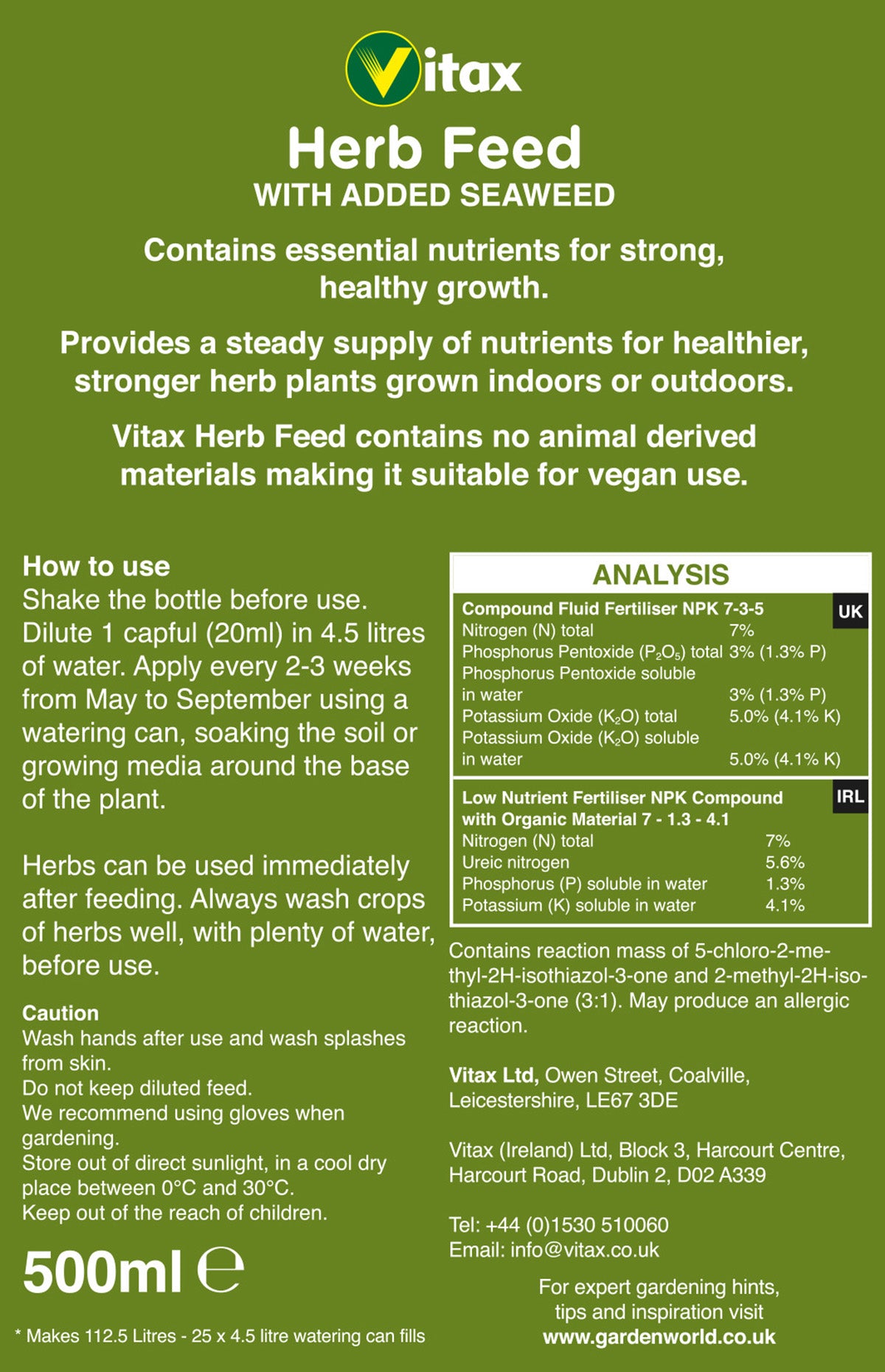 Vitax Herb Feed Liquid 500ml