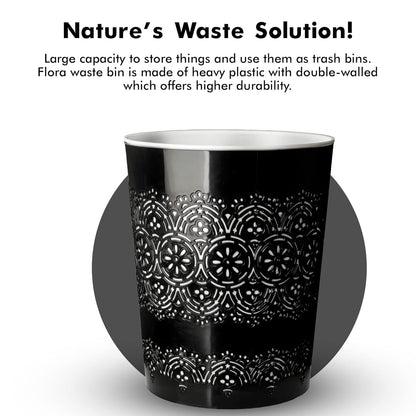 Blue Canyon Flora 9 Litre Plastic Waste Bin - Black