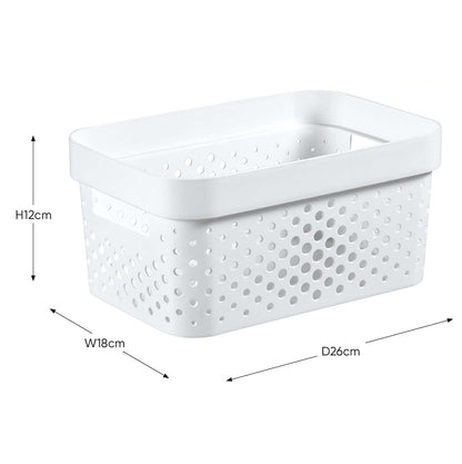 Curver Infinity Dots Small Storage Basket 4.5 Litre - White