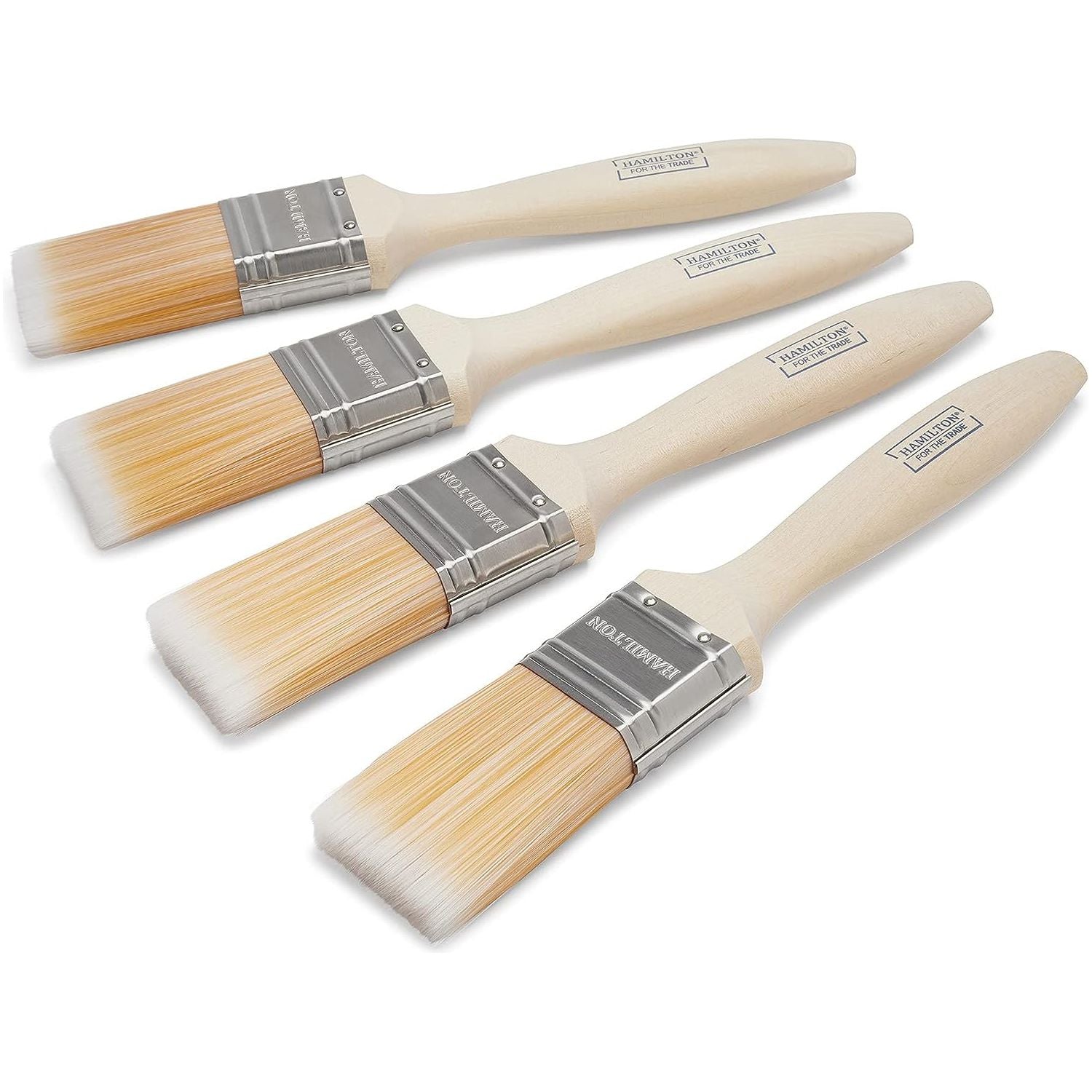Hamilton Fine Tip Flat Paint Brushes - 4 Pack