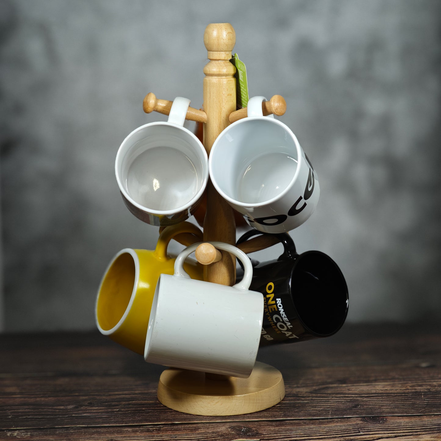 Apollo Mug Tree & Paper Towel Holder Set - Natural Beech Wood