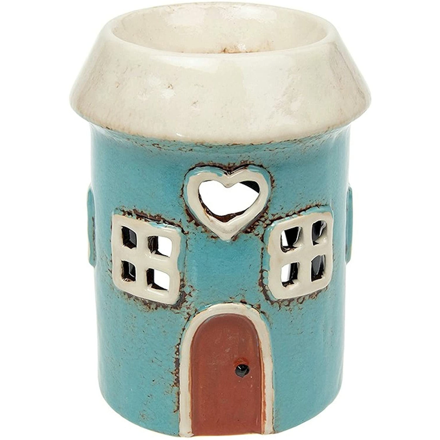Village Pottery Warmer Heart Tealight Holder & Oil Burner - Teal