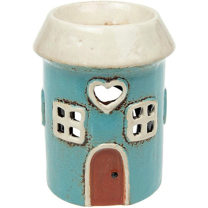 Village Pottery Warmer Heart Tealight Holder & Oil Burner - Teal