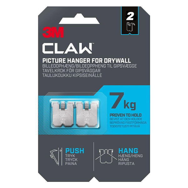 3M CLAW Drywall Picture Hanger 7kg 2 Pack
