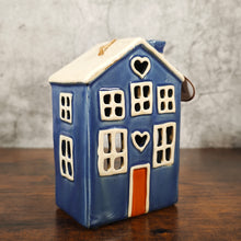 Village Pottery Heart House Tealight Holder - Blue