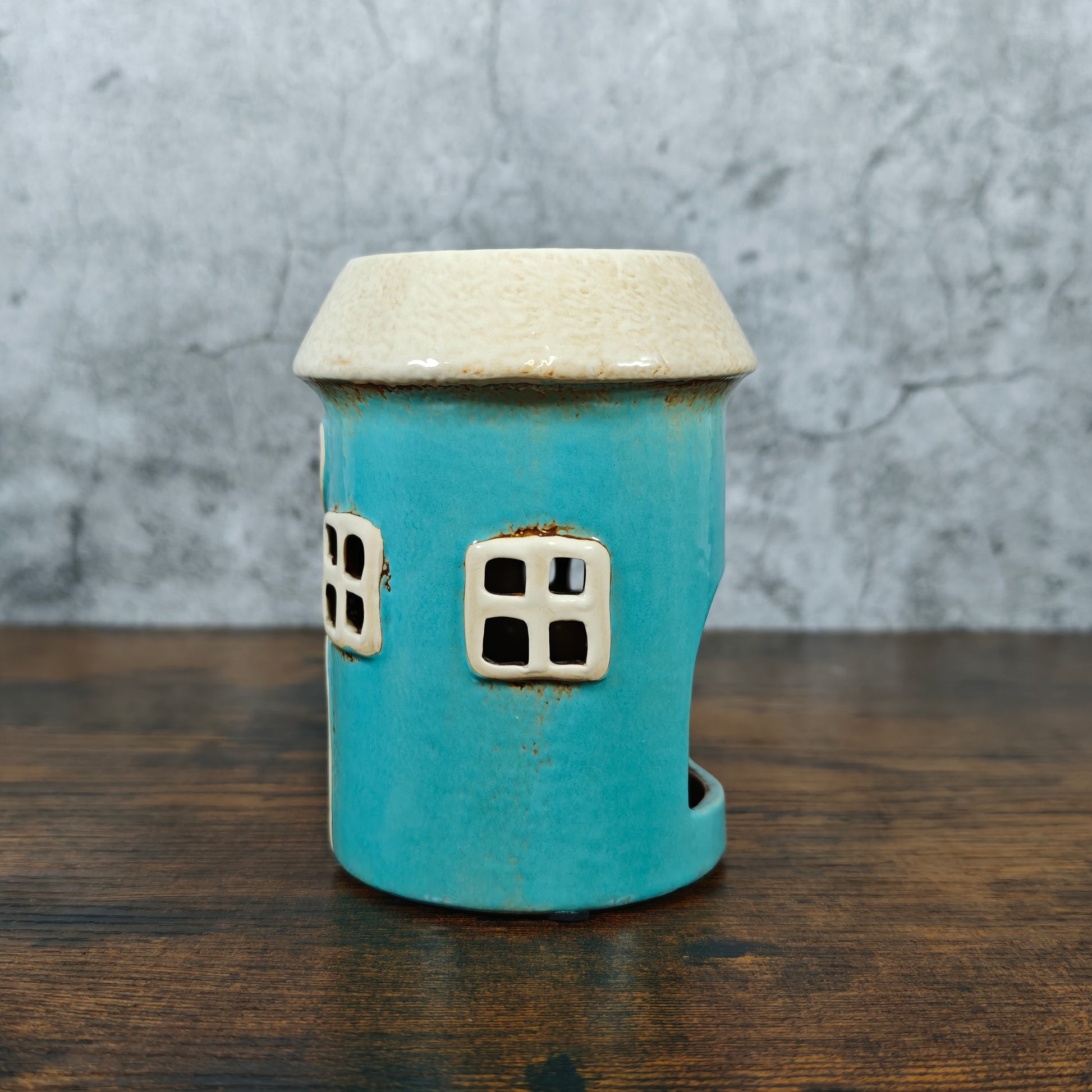 Village Pottery Warmer Heart Tealight Holder & Oil Burner - Teal