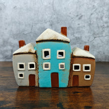 Village Pottery Three House Tealight Holder