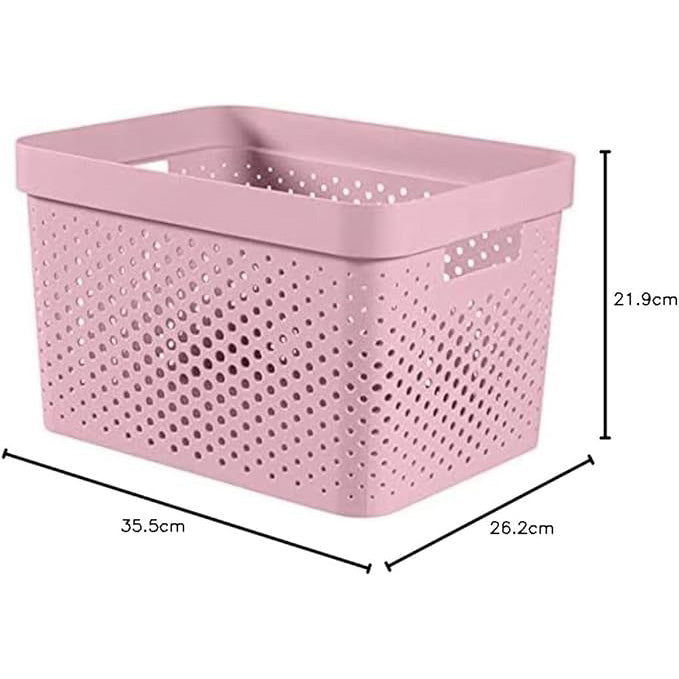 Curver Infinity Dots Large Storage Basket 17 Litre - Pink