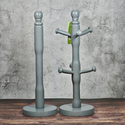 Apollo Mug Tree & Paper Towel Holder Set - Charcoal